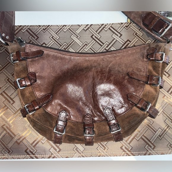 Vintage Y2K Brown Leather Slouchy Shoulder Bag - Picture 3 of 11